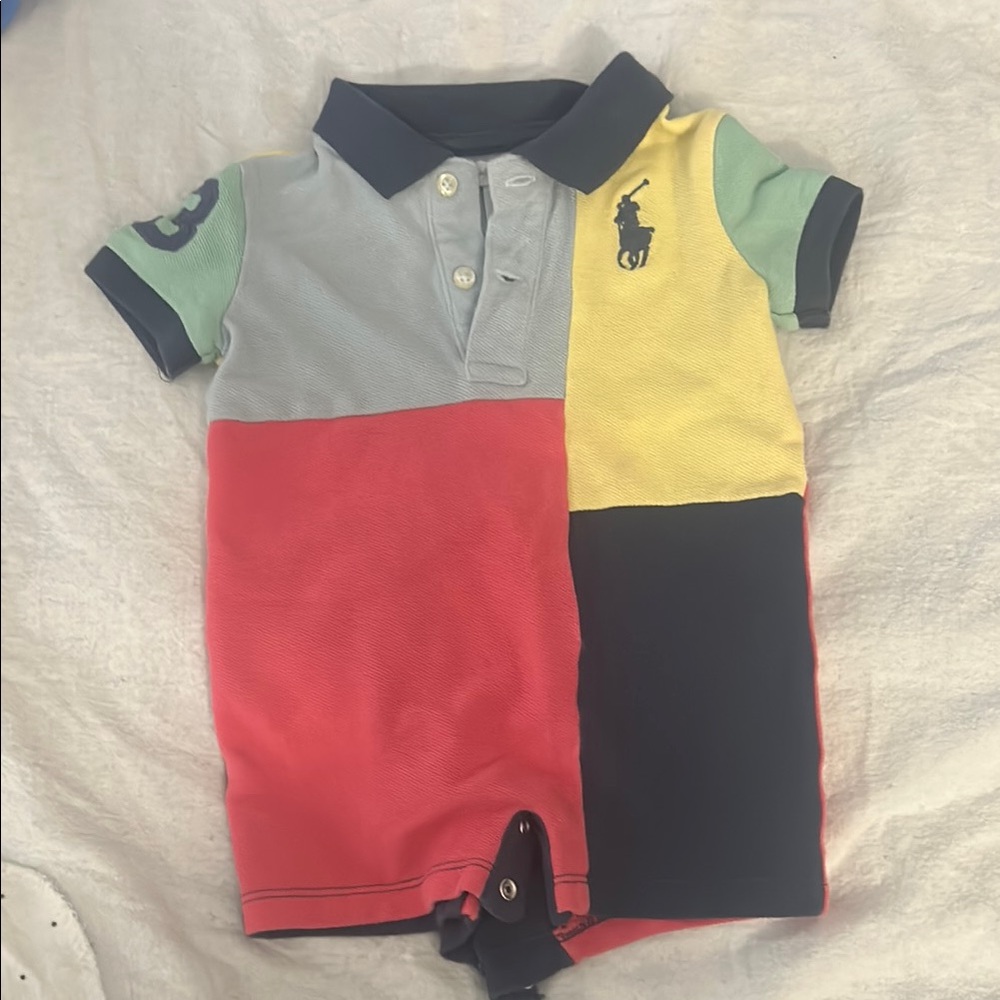 Ralph Lauren Pink and Blue Polo One Piece with Classic Design